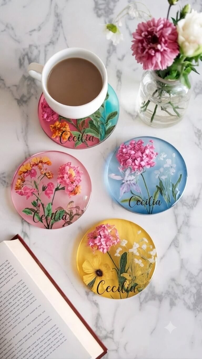 Posavasos con purpurina